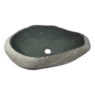 LS-AZ160 - ANZZI Unkindled Basin Series 20 in. Handcrafted Irregular Shaped Solid Surface Bathroom Vessel Sink in Dark River Stone