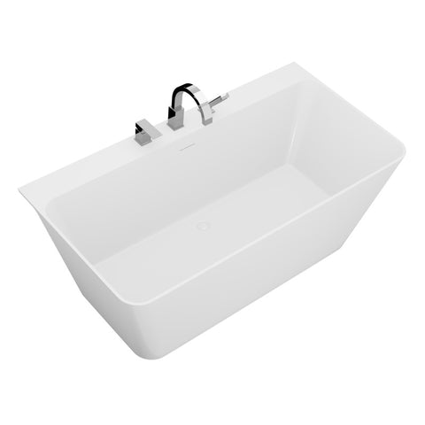 FT-AZ114-5973CH - ANZZI VAULT 59 in. Acrylic Flatbottom Freestanding Bathtub in White with Deck Mount Faucet & Hand Sprayer
