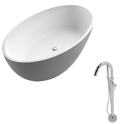 Cestino 5.5 ft. Solid Surface Classic Soaking Bathtub and Kros Faucet