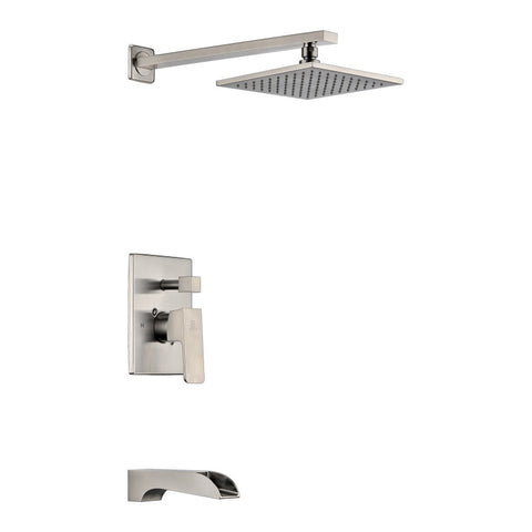 SH-AZ038 - ANZZI Mezzo Series Single Handle Wall Mounted Showerhead and Bath Faucet Set in Brushed Nickel