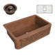 SK-011 - ANZZI Macedonian Farmhouse Handmade Copper 33 in. 0-Hole Single Bowl Kitchen Sink with Flower Bed Design Panel in Polished Antique Copper