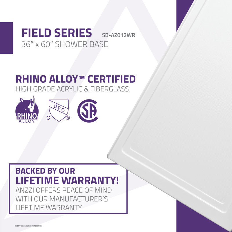 SB-AZ012WR - ANZZI Field Base Series 60 in. L x 36 in. W Corner