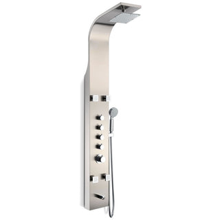 SP-AZ022 - ANZZI Echo 63.5 in. 4-Jetted Full Body Shower Panel with Heavy Rain Showerhead, Spray Wand and Tub Spout in Brushed Steel