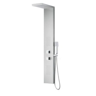 SP-AZ041 - ANZZI Expanse Series 57 in. 2-Jetted Full Body Shower Panel System with Heavy Rain Shower and Spray Wand in Brushed Steel