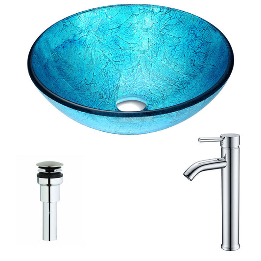 Accent Series Deco-Glass Vessel Sink Ice with Fann Faucet