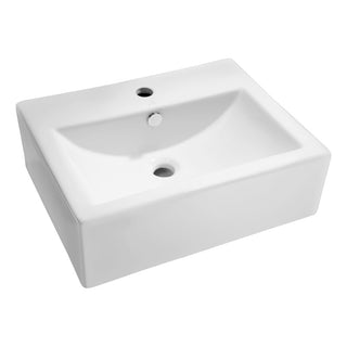 LS-AZ130 - ANZZI Vitruvius Series 21 in. L x 16 in. W Deck Mount Rectangular Non-Porous Bathroom Vessel Sink in Glossy White Ceramic