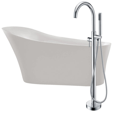 FTAZ092-0025C - ANZZI Maple 67 in. Acrylic Flatbottom Non-Whirlpool Bathtub in White with Kros Faucet in Polished Chrome