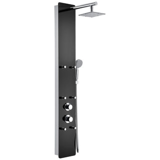 SP-AZ018 - ANZZI Melody 59 in. 6-Jetted Full Body Shower Panel System with Heavy Rain Shower and Spray Wand in Black Deco-Glass