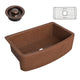 SK-006 - ANZZI Pieria Farmhouse Handmade Copper 33 in. 0-Hole Single Bowl Kitchen Sink in Hammered Antique Copper