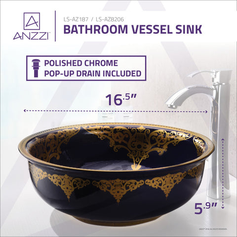 ANZZI Sauano Series Vessel Sink in Royal Blue
