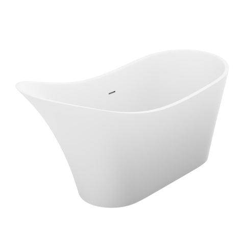 FT-AZ8418 - ANZZI Tuasavi 5.6 ft. Solid Surface Center Drain Freestanding Bathtub in Matte White