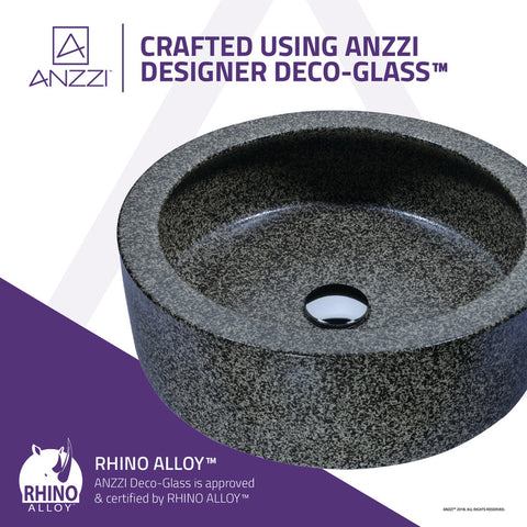 ANZZI Black Iro Vessel Sink in Speckled Stone