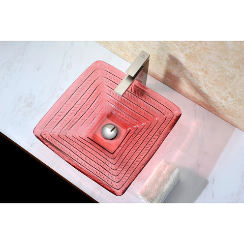 ANZZI Nono Series Deco-Glass Vessel Sink in Lustrous Translucent Red