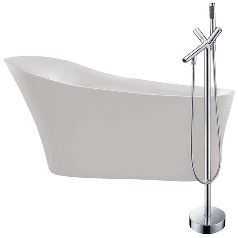 Maple 67 in. Acrylic Flatbottom Non-Whirlpool Bathtub with Havasu Faucet