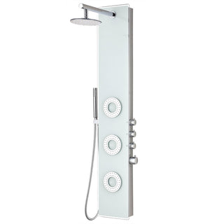 SP-AZ031 - ANZZI Lynn Series 58 in. 3-Jetted Full Body Shower Panel with Heavy Rain Shower and Body Jets and Spray Wand in White