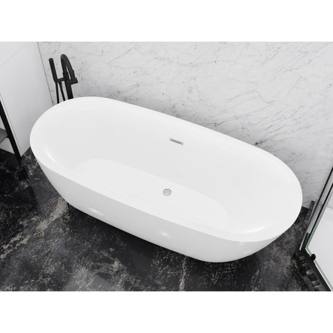 Ami 59 in. Acrylic Flatbottom Freestanding Bathtub in White