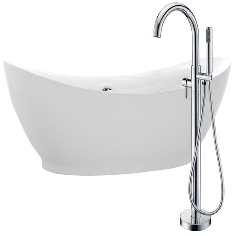 FTAZ091-0025C - ANZZI Reginald 68 in. Acrylic Soaking Bathtub in White with Kros Faucet in Polished Chrome