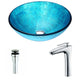 LSAZ047-022 - ANZZI Accent Series Deco-Glass Vessel Sink in Blue Ice with Crown Faucet in Chrome