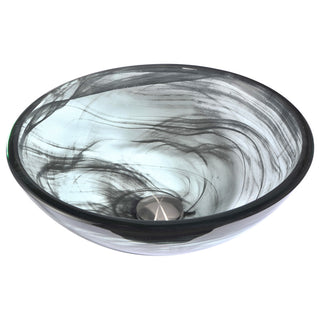 LS-AZ054 - ANZZI Mezzo Series 17 in. Round Bathroom Vessel Sink with Stain-Resistant Non-Porous Surface in Slumber Wisp Finish Glass