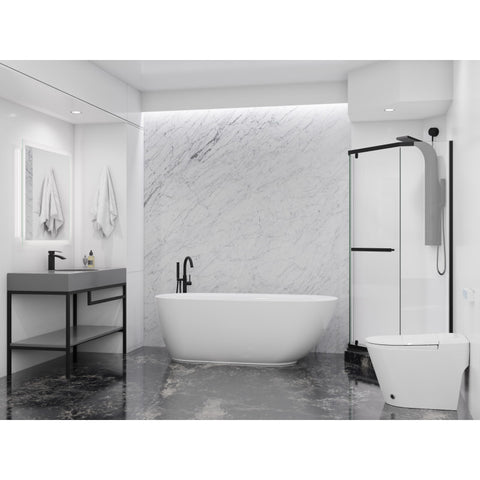ANZZI Ami 59 in. Acrylic Flatbottom Freestanding Bathtub in White