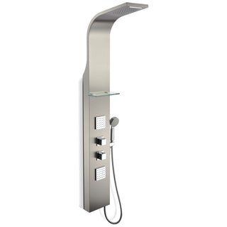 SP-AZ023 - ANZZI Niagara 64 in. 2-Jetted Full Body Shower Panel with Heavy Rain Shower and Spray Wand in Brushed Stainless Steel