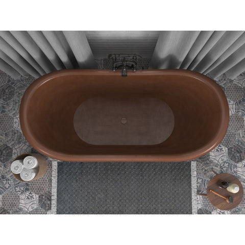 ANZZI Aeris 66 in. Handmade Copper Double Slipper Clawfoot Non-Whirlpool Bathtub in Hammered Antique Copper