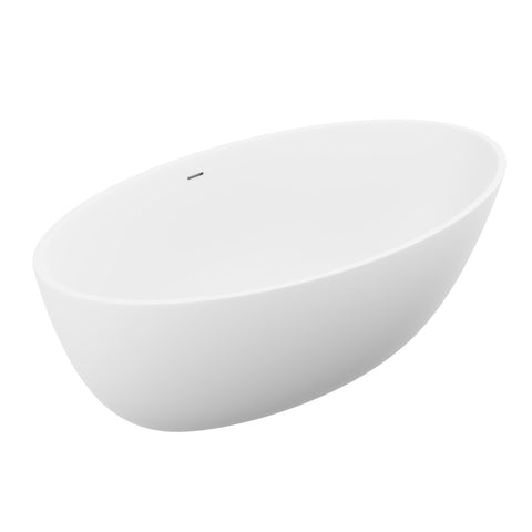 FT-AZ510 - ANZZI Cestino 5.5 ft. Solid Surface Center Drain Freestanding Bathtub in Matte White