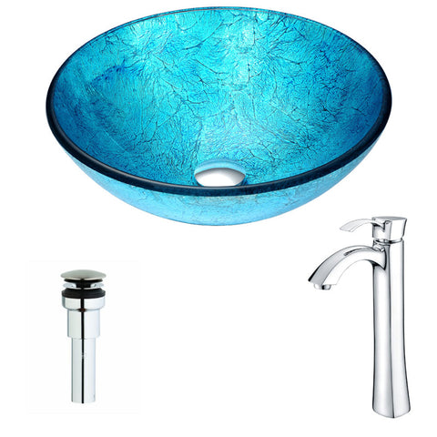 Accent Series Deco-Glass Vessel Sink in Blue Ice with Harmony Faucet in Chrome