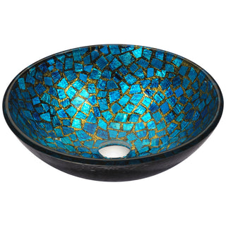 LS-AZ198 - ANZZI Mosaic Series 17 in. Bathroom Vessel Sink with Scratch-Tough and Stain-Resistant Non-Porous Surface in Blue Glass