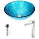 Accent Series Deco-Glass Vessel Sink in Blue Ice with Enti Faucet in Brushed Nickel
