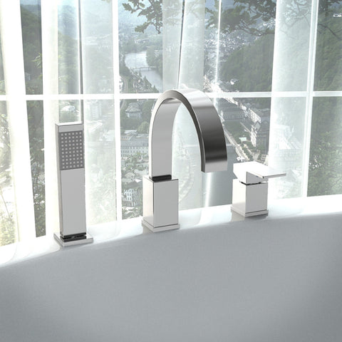 Nite Series Single-Handle Deck-Mount Roman Tub Faucet with Handheld Sprayer