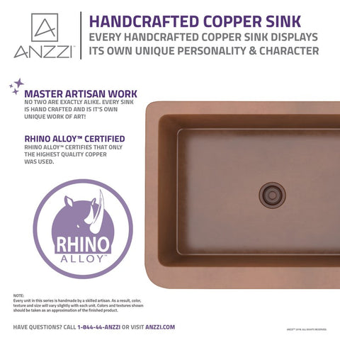 Cilicia Farmhouse Handmade Copper 30 in. 0-Hole Single Bowl Kitchen Sink with Daisy Design Panel