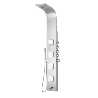 SP-AZ043 - ANZZI MESA Series 64 in. 4-Jetted Full Body Shower Panel System with Heavy Rain Shower and Spray Wand in Brushed Steel
