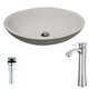 LSAZ608-095B - ANZZI Maine Series 1-Piece Solid Surface Vessel Sink in Matte White with Harmony Faucet in Brushed Nickel