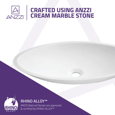 ANZZI Achillies Solid Surface Vessel Sink in White