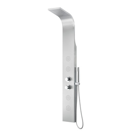 SP-AZ040 - ANZZI Praire 64 in. Full Body Shower Panel with Heavy Rain Shower and Spray Wand in Brushed Steel