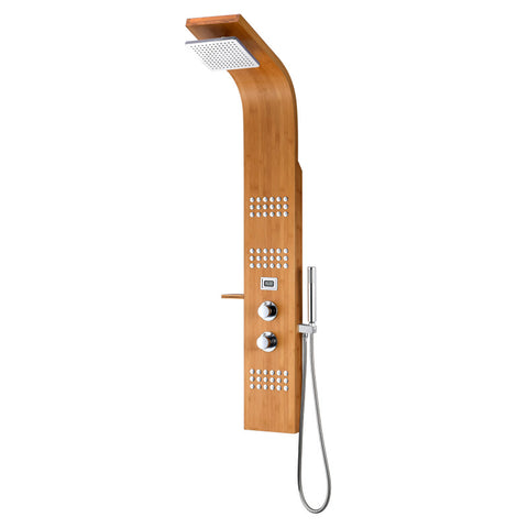 SP-AZ060 - ANZZI Crane 60 in. Full Body Shower Panel with Heavy Rain Shower and Spray Wand in Natural Bamboo